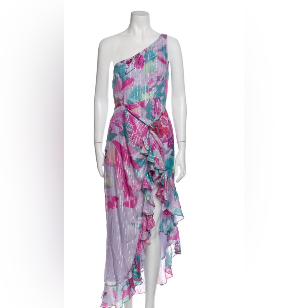 Rococo Sand Dress Size M Mini Sleeveless Tiered Floral Shimmer Print